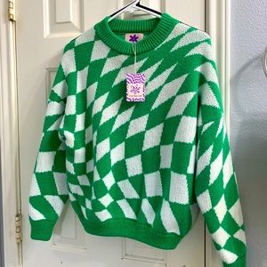NWT Lisa Says Gah Green Check Emma Sweater